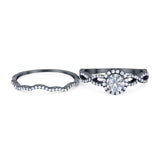 Two Piece Round Natural Stone Twisted Ring