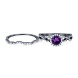 Two Piece Round Natural Stone Twisted Ring