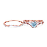 Two Piece Round Natural Stone Twisted Ring
