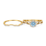 Two Piece Round Natural Stone Twisted Ring