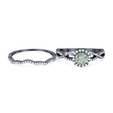 Two Piece Round Natural Stone Twisted Ring