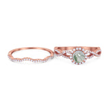 Two Piece Round Natural Stone Twisted Ring