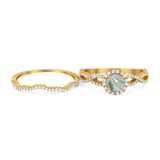 Two Piece Round Natural Stone Twisted Ring