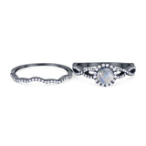 Two Piece Round Natural Stone Twisted Ring