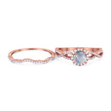 Two Piece Round Natural Stone Twisted Ring