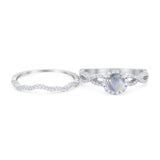 Two Piece Round Natural Stone Twisted Ring