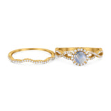 Two Piece Round Natural Stone Twisted Ring