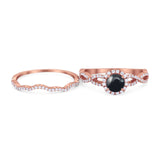 Two Piece Round Natural Stone Twisted Ring