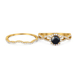 Two Piece Round Natural Stone Twisted Ring