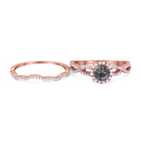 Two Piece Round Natural Stone Twisted Ring