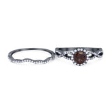 Two Piece Round Natural Stone Twisted Ring