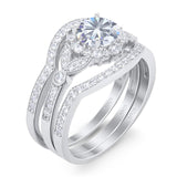 Three Piece Round Natural Stone Leaf Style Ring