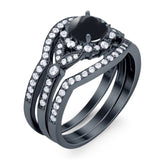 Three Piece Round Natural Stone Leaf Style Ring