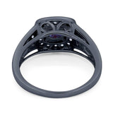 Art Deco Round Natural Stone Split Shank Ring