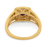 Art Deco Round Natural Stone Split Shank Ring