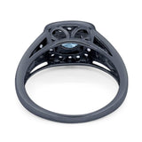 Art Deco Round Natural Stone Split Shank Ring