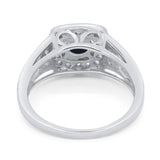 Art Deco Round Natural Stone Split Shank Ring