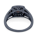 Art Deco Round Natural Stone Split Shank Ring