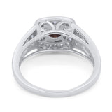 Art Deco Round Natural Stone Split Shank Ring