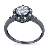 Art Deco Round Natural Stone Flower Ring