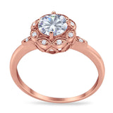 Art Deco Round Natural Stone Flower Ring