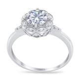 Art Deco Round Natural Stone Flower Ring