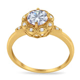 Art Deco Round Natural Stone Flower Ring