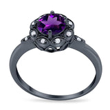 Art Deco Round Natural Stone Flower Ring