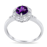 Art Deco Round Natural Stone Flower Ring