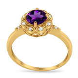 Art Deco Round Natural Stone Flower Ring