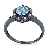Art Deco Round Natural Stone Flower Ring