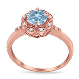 Art Deco Round Natural Stone Flower Ring