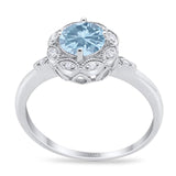 Art Deco Round Natural Stone Flower Ring