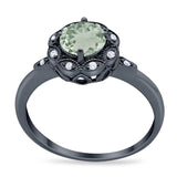 Art Deco Round Natural Stone Flower Ring