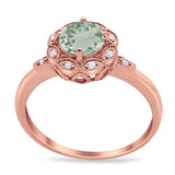 Art Deco Round Natural Stone Flower Ring