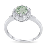 Art Deco Round Natural Stone Flower Ring