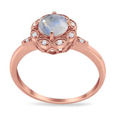 Art Deco Round Natural Stone Flower Ring