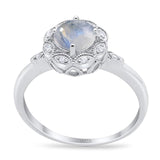 Art Deco Round Natural Stone Flower Ring