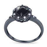 Art Deco Round Natural Stone Flower Ring