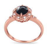 Art Deco Round Natural Stone Flower Ring