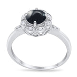 Art Deco Round Natural Stone Flower Ring