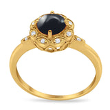 Art Deco Round Natural Stone Flower Ring