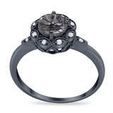 Art Deco Round Natural Stone Flower Ring