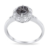 Art Deco Round Natural Stone Flower Ring