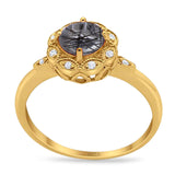 Art Deco Round Natural Stone Flower Ring