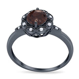 Art Deco Round Natural Stone Flower Ring