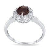 Art Deco Round Natural Stone Flower Ring