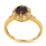 Art Deco Round Natural Stone Flower Ring