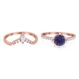 Two Piece Round Natural Stone Chevron Ring