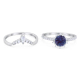 Two Piece Round Natural Stone Chevron Ring